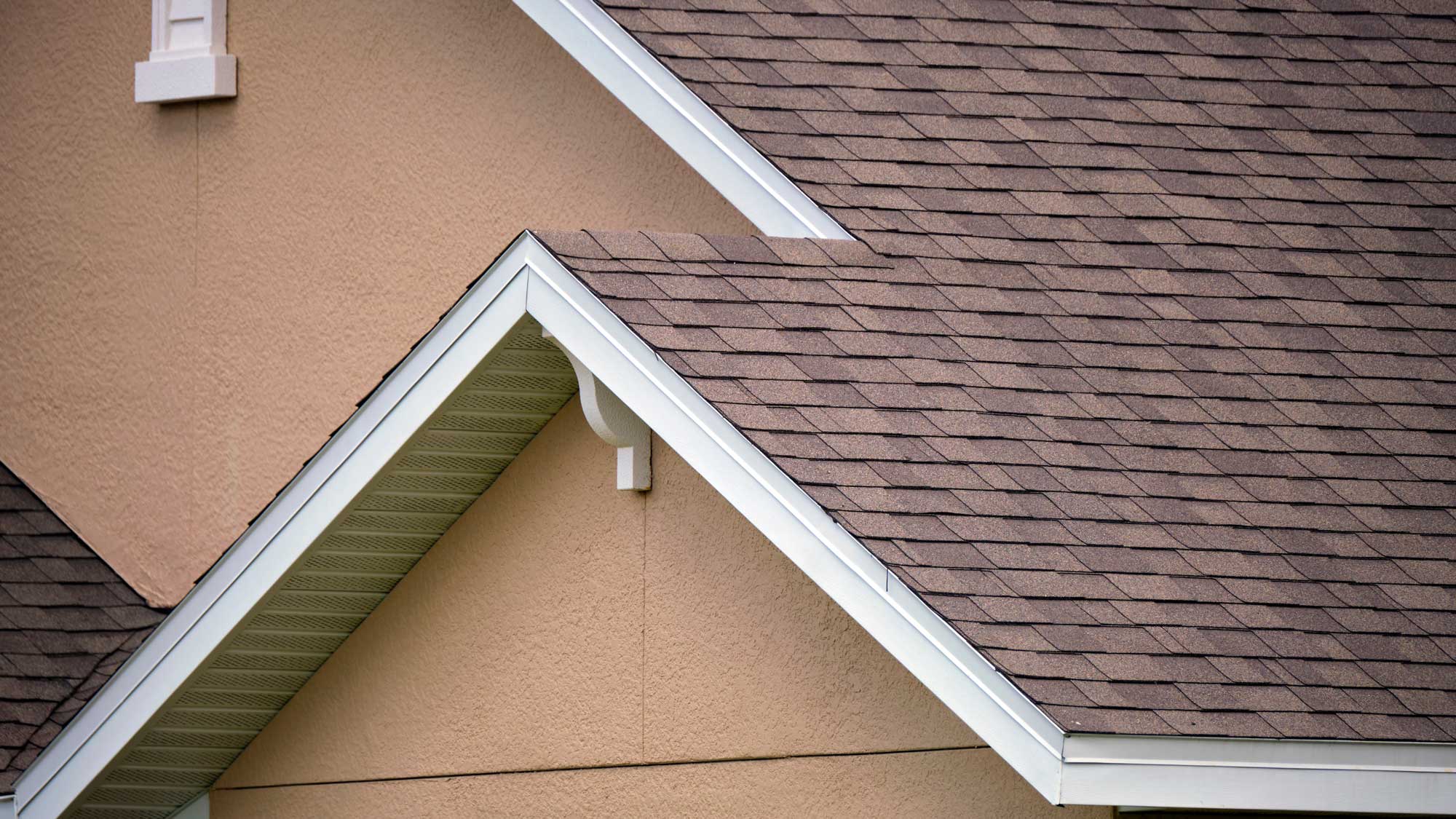 Closeup of a brown shingle roof