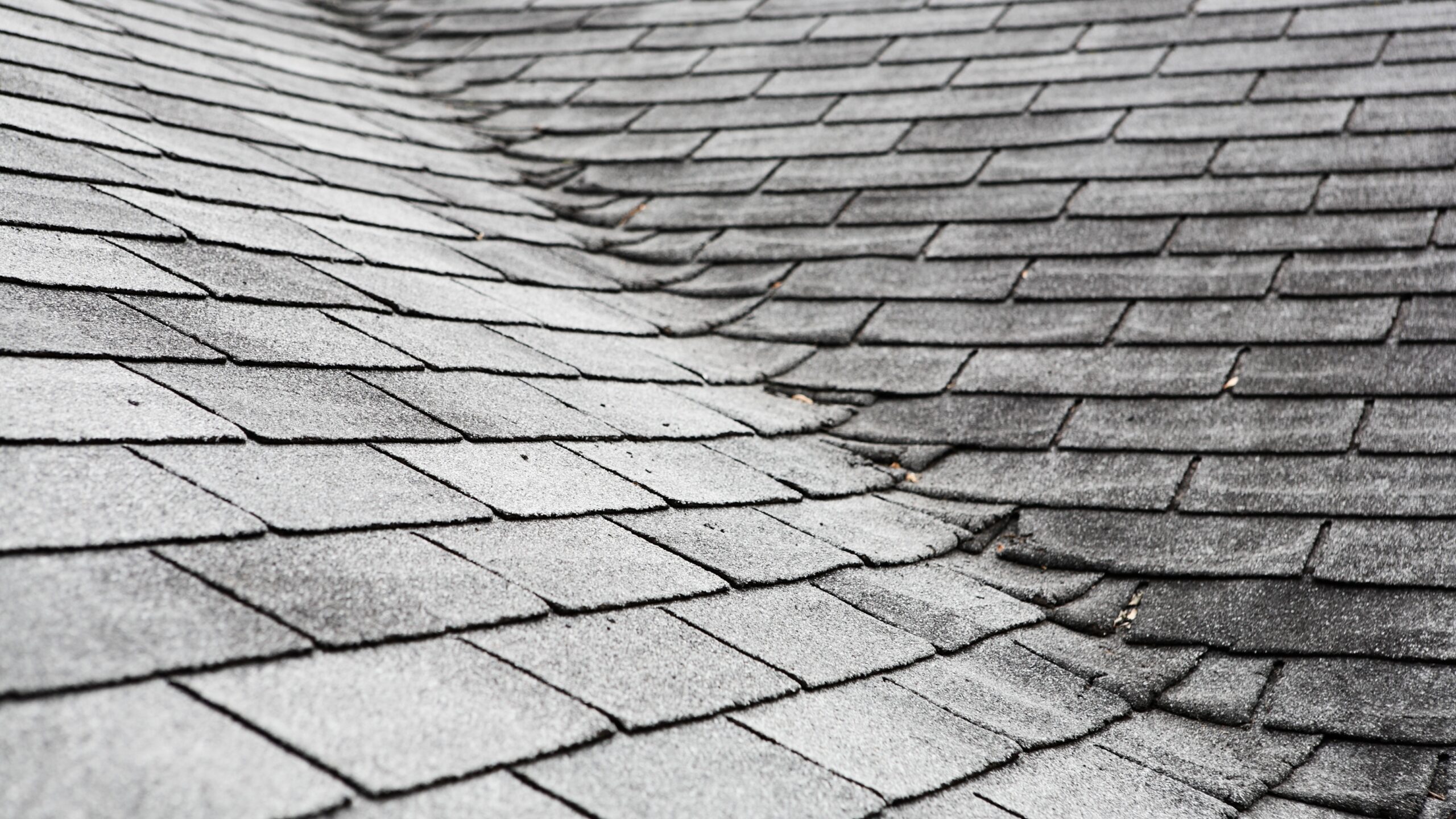 Closeup of curling shingles