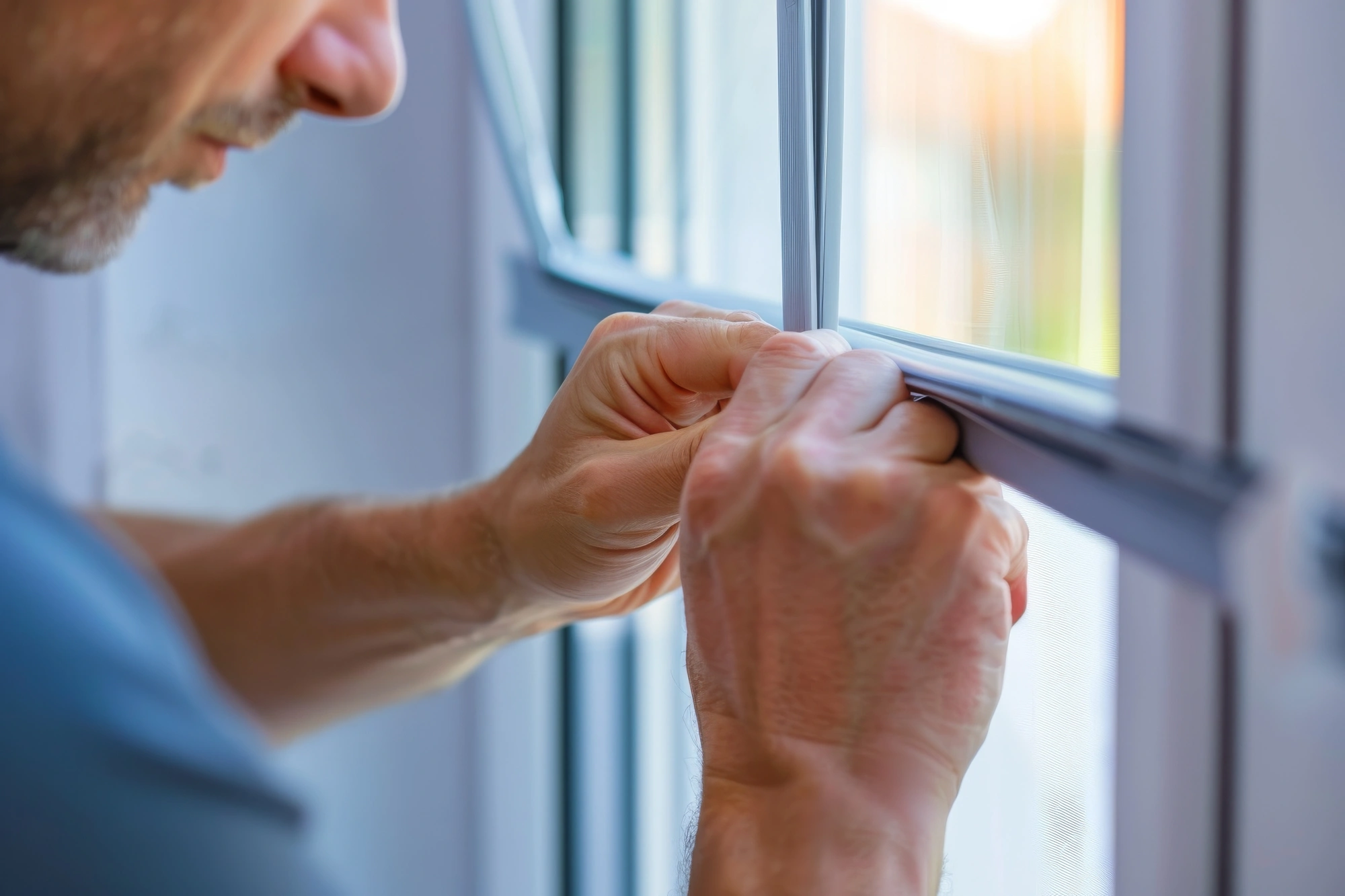 An installer makes sure the window has no leaks or drafts.