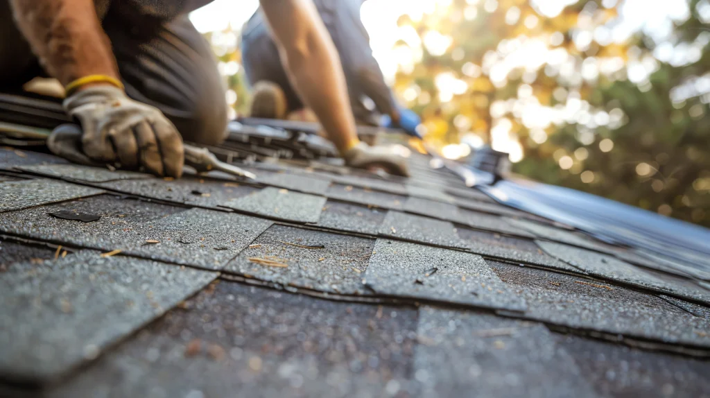 Two men on a roof performing a roof tune-up